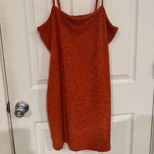 Abound Orange Velvet Terry Spaghetti Strap Mini Dress